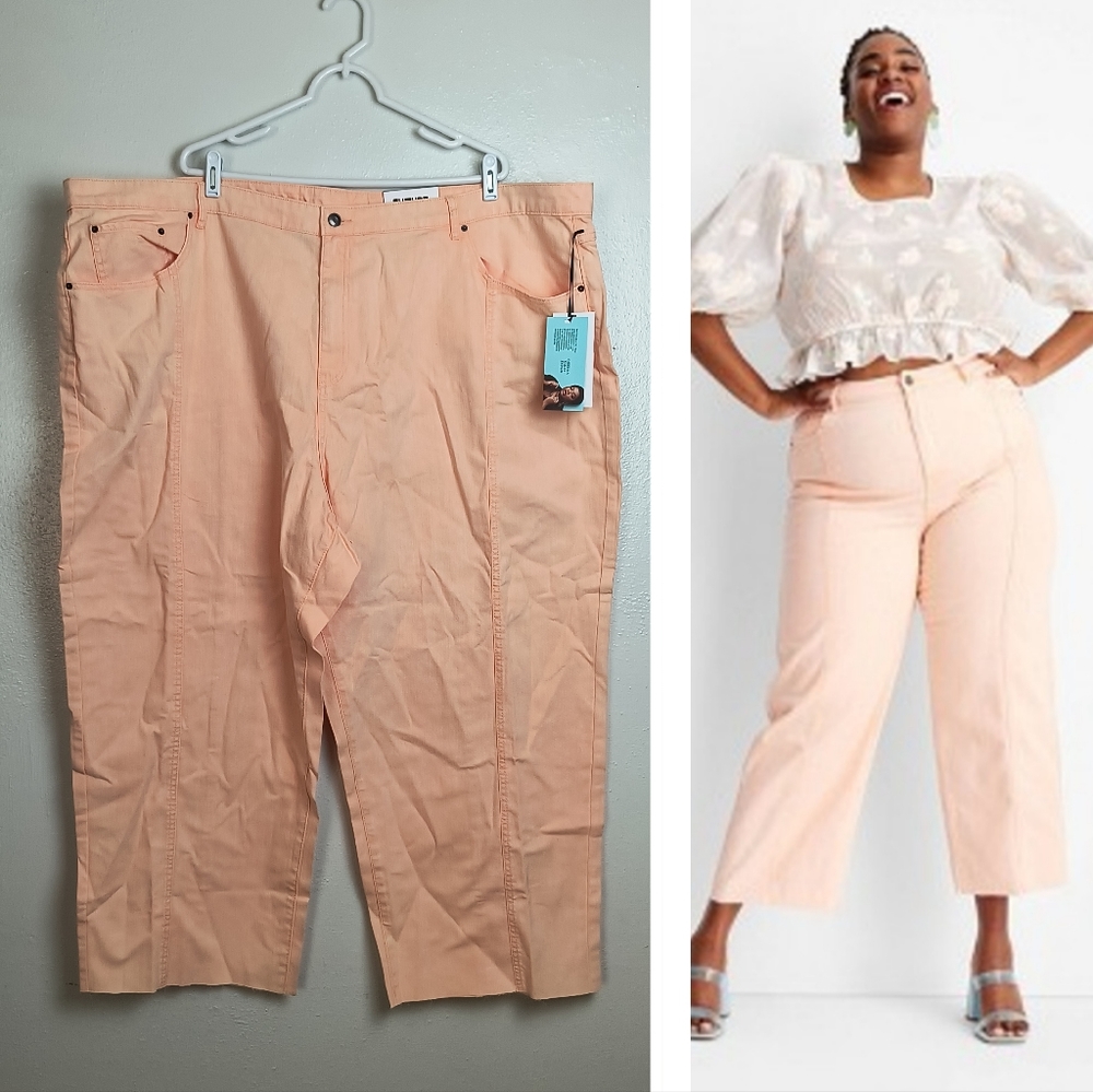Future Collective Target 🎯 Mid-Rise Straight Leg Crop Pant Plus Size 30 Peach